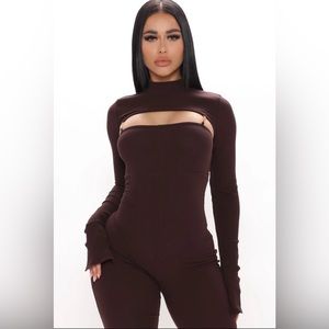 Fashion Nova**Brand New**Just for Fun Ribbed Jumpsuit Set!